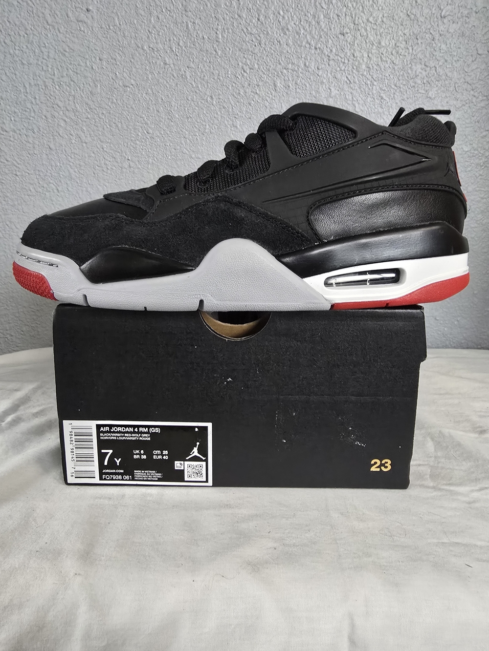 Air Jordan 4 Retro Low — Black with Red & White Accents